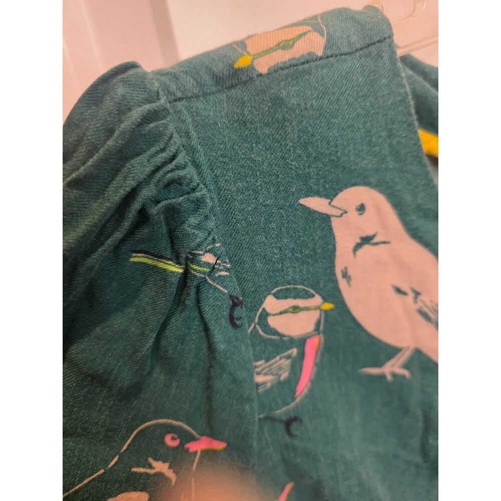 Boden Viscose Dress 3/4 Sleeve Womens Green Bird Print Side Zip Cottagecore - Picture 2 of 11